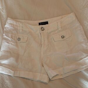 INC International Concepts White Linen-Blend Cuffed Women's Shorts